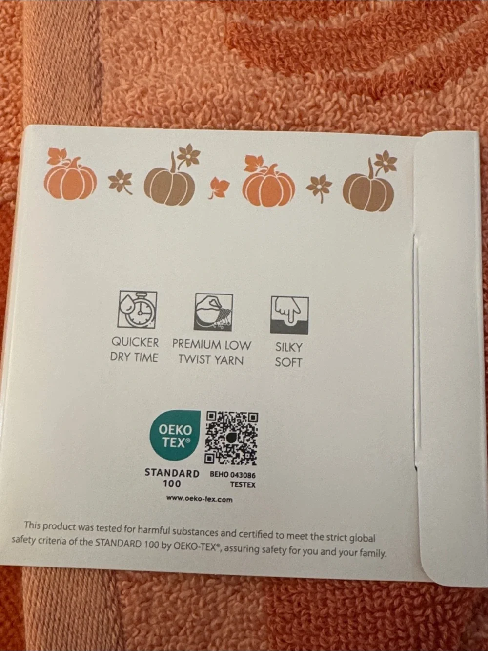 4pc CARO HOME Pumpkin Pattern Orange Bath & Hand Towel Set - Fall - Holiday